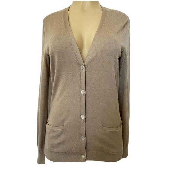 Ralph Lauren Black Label Cardigan Knit Top Blouse Long Sleeve V Neck Tau… - Picture 1 of 6